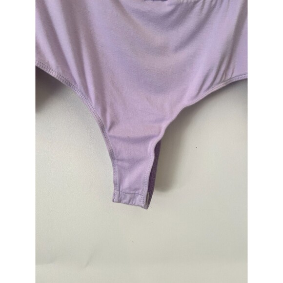 Superdown Revolve Bodysuit Top Womens Small Purple Floral Faux Wrap Long Sleeve - Picture 10 of 14